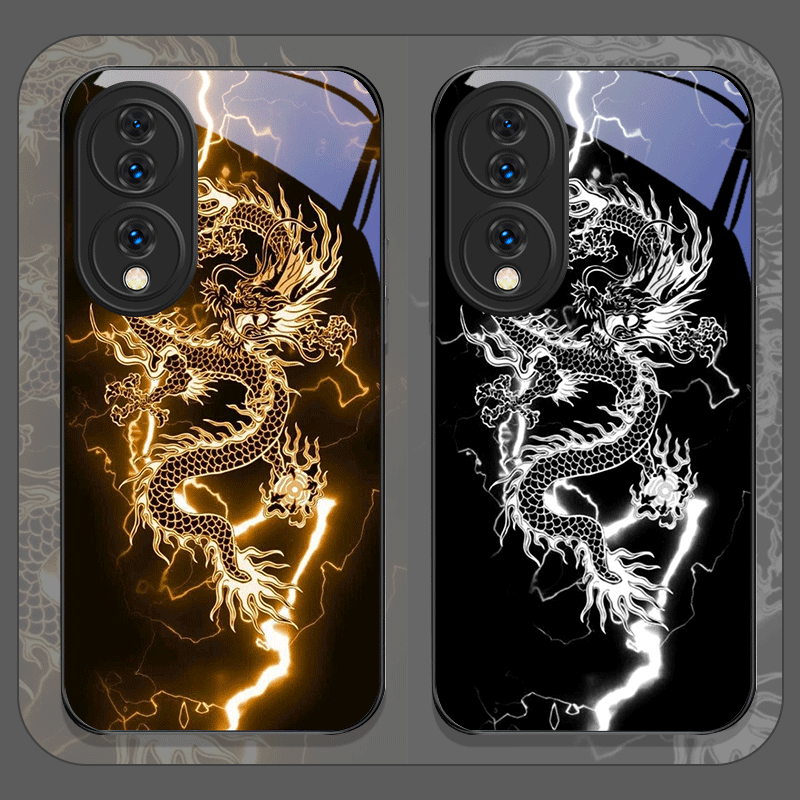 Phone Cases Honor - Creative รูปแบบมังกรกระจกนิรภัยสําหรับ Huawei Honor 200 Lite