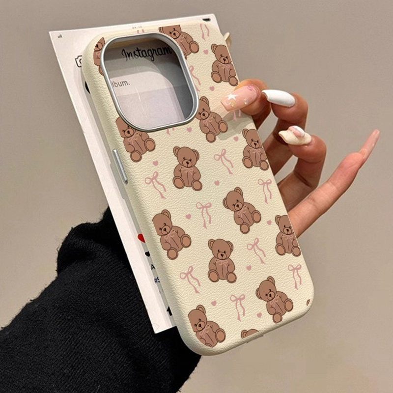 Phone Cases Xr Cute - เคสลายหมีน่ารัก รูปหัวใจ พร้อมโบว์ สำหรับ Samsung Galaxy