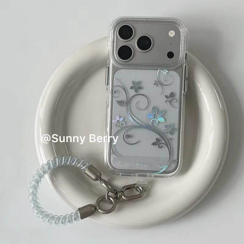 Phone Cases Y2K - เคสโทรศัพท์ลายดอกไม้เรียบง่ายสไตล์ Y2K พร้อมกลิตเตอร์ สำหรับ iPhone Ultra