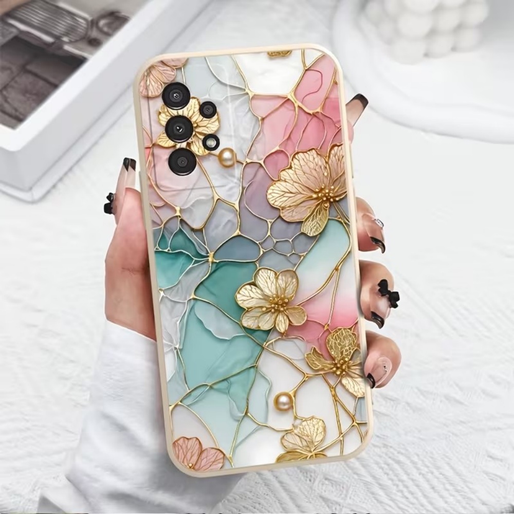 Phone Cases Galaxy S26 - เคสโทรศัพท์มือถือลายหินอ่อนสีสันสดใสลายดอกไม้ TPU สำหรับ Samsung Galaxy S26