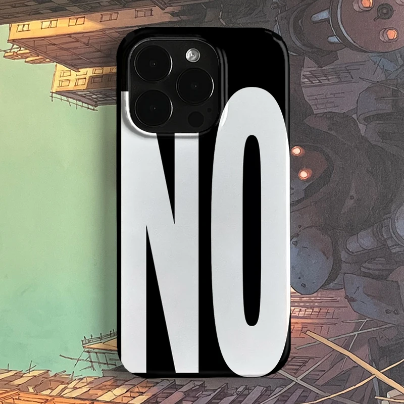 Phone Cases Y2K - เคสโทรศัพท์ลายตัวอักษรสีดำขาวแบบส่วนตัว NO และ YES สำหรับ iPhone