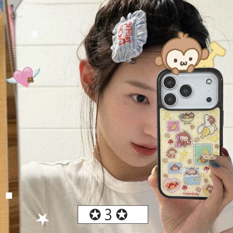 Phone Cases Y2K - เคสโทรศัพท์มือถือลายกล้วยลิงสีน้ำเงินเหลืองสไตล์เกาหลี สำหรับ iPhone 17 Air 16