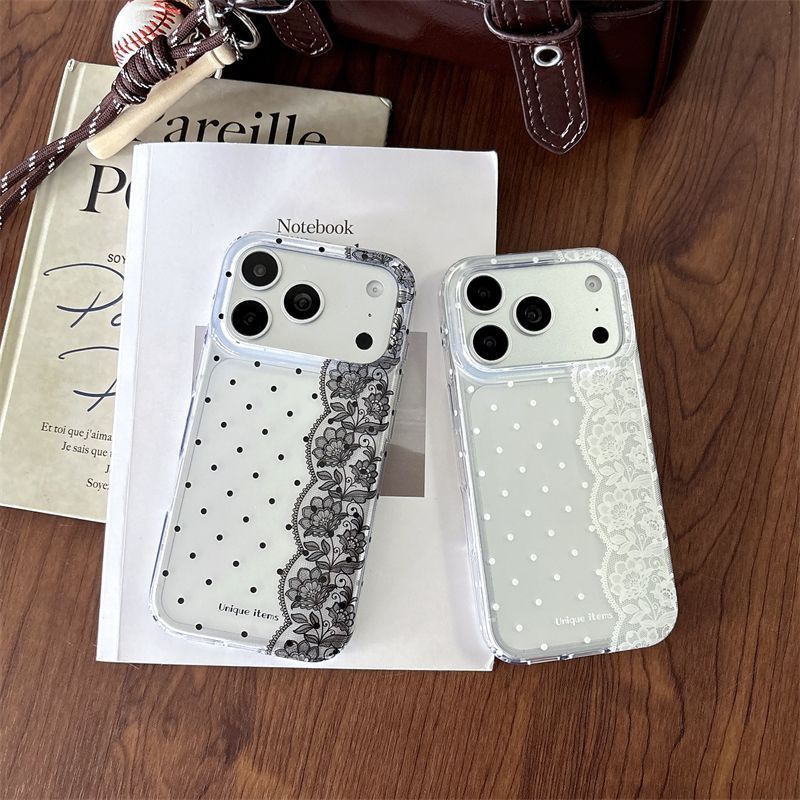 เคสโทรศัพท์ลายจุดลูกไม้สีขาวดำ - Phone Cases Kawaii บทวิจารณ์และราคา