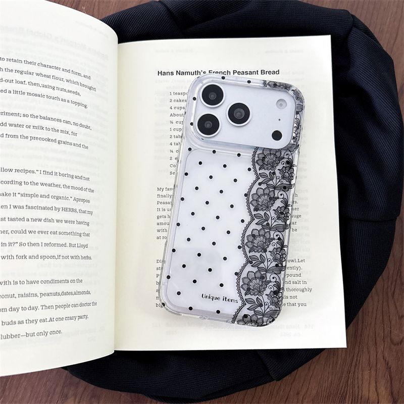 เคสโทรศัพท์ลายจุดลูกไม้สีขาวดำ - Phone Cases Kawaii บทวิจารณ์และราคา